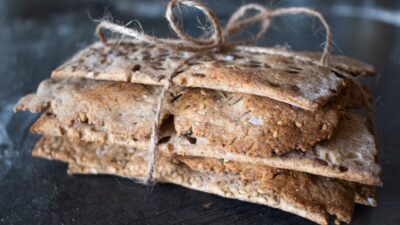 brown bread on black wooden table
