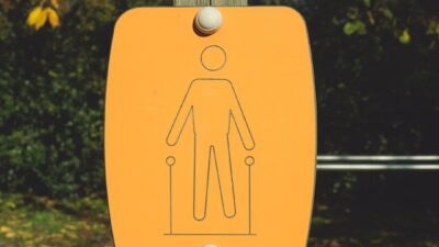 a sign on a post