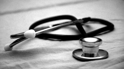 black and gray stethoscope