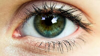 a close up of a person's eye
