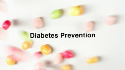 Colorful candies with 'Diabetes Prevention' text to raise awareness and promote healthy living.