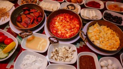 a bowl filled with different types of food on a table